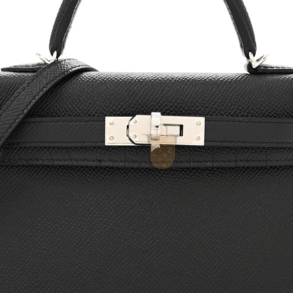 H**mes master epsom mini kelly sellier 20 black silver buckle (19*12*5.5cm)